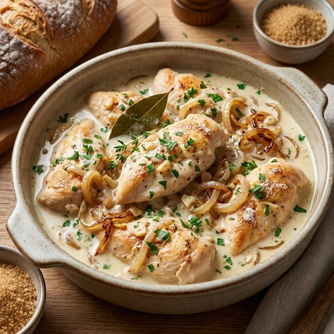 Zwiebel-Sahne-Hähnchen