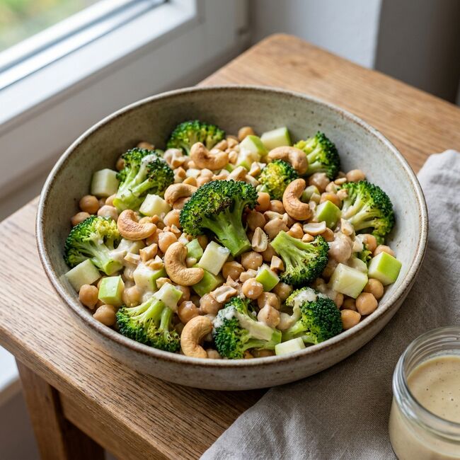 Brokkolisalat mit Cashew-Dressing