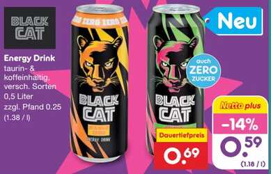 500ml Black Cat Energy Drink Mango Zero