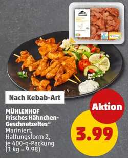 400g Frisches Hähnchen-Geschnetzeltes Nach Kebab-Art