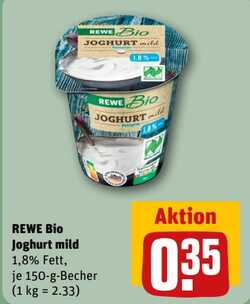 150g REWE Bio Joghurt mild 1,8% Fett