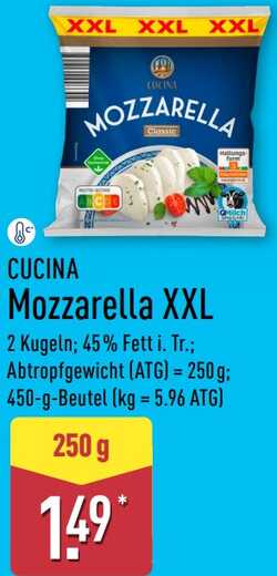 250g Cucina Mozzarella XXL