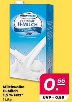 1l Milchwolke H-Milch 1,5 % Fett