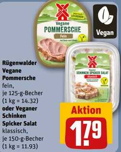 125g Rügenwalder Vegane Pommersche oder Veganer Schinken Spicker Salat