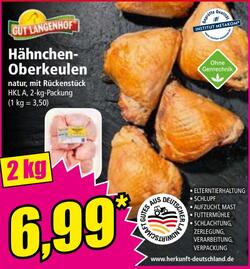 2kg Hähnchen-Oberkeulen natur, mit Rückenstück