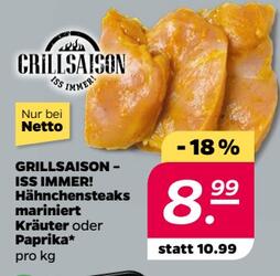 1kg Hähnchensteaks mariniert Kräuter