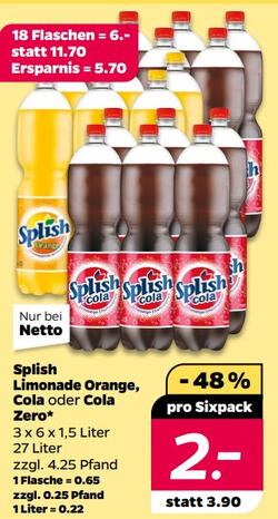 6x 1,5l Splish Cola Zero