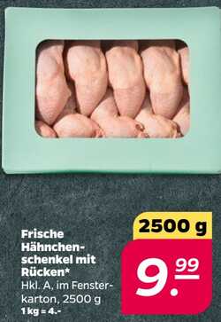 2500g Frische Hähnchenschenkel mit Rücken