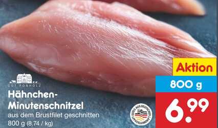 800g Hähnchen-Minutenschnitzel aus dem Brustfilet