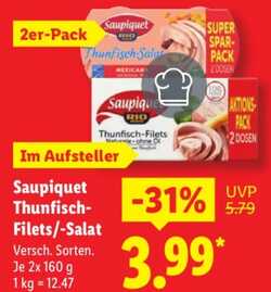 2x160g Saupiquet Thunfisch-Filets/-Salat