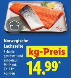 1kg Norwegische Lachseite mit Haut