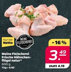600g Meine Fleischerei Frische Hähnchenflügel natur