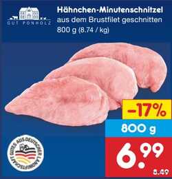 800g Gut Ponholz Hähnchen-Minuten­schnitzel