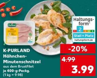 400g K-Purland Hähnchen-Minutenschnitzel