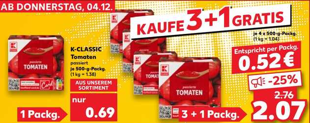 500g K-CLASSIC passierte Tomaten