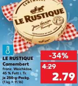 250g LE RUSTIQUE Camembert