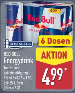 1500ml Red Bull Energy Drink, 6x250ml Dosen