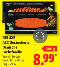 300g DELUXE ASC Geräucherte Dänische Lachsforelle
