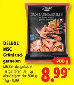 900g DELUXE MSC Grönlandgarnelen mit Schale, gekocht