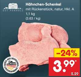 1,1kg Hähnchen-Schenkel mit Rückenstück, natur
