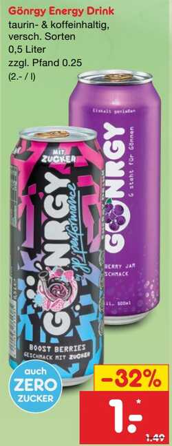 500ml Gönrgy Energy Drink ohne Zucker