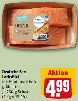 250g Deutsche See Lachsfilet mit Haut, praktisch grätenfrei