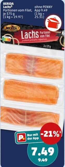 375g BERIDA Lachs Portionen vom Filet
