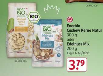 300g Enerbio Cashew Kerne Natur oder Edelnuss Mix