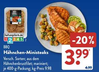 400g BBQ Hähnchen-Ministeaks