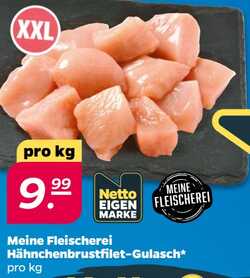 1kg Meine Fleischerei Hähnchenbrustfilet-Gulasch