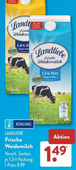 1,5l LANDLIEBE Frische Weidemilch