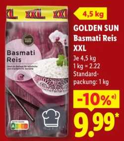 4,5kg Golden Sun Basmati Reis