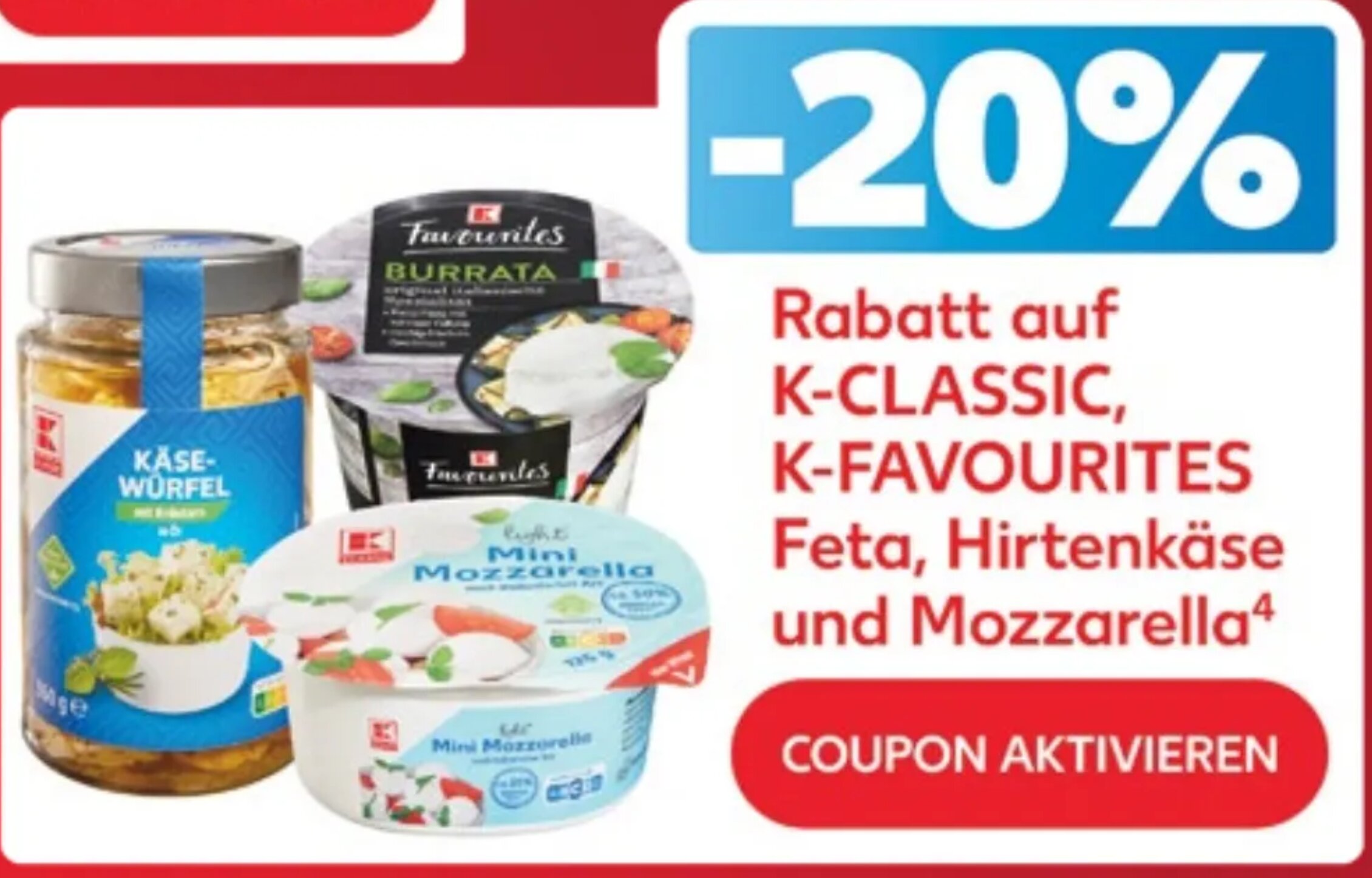 20% Rabatt auf Käse von K-Classic