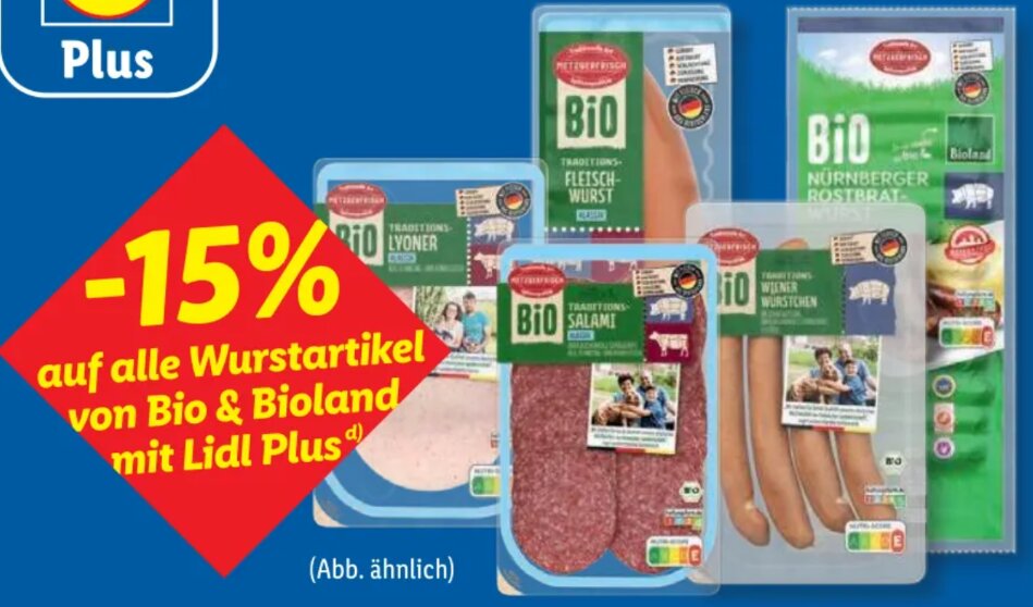 15% Rabatt auf Bio & Bioland Wurst