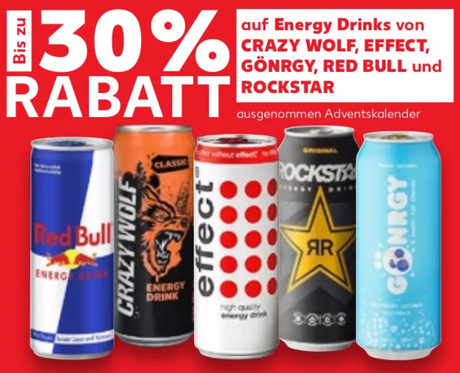Bis zu 30% Rabatt auf Energy Drinks
