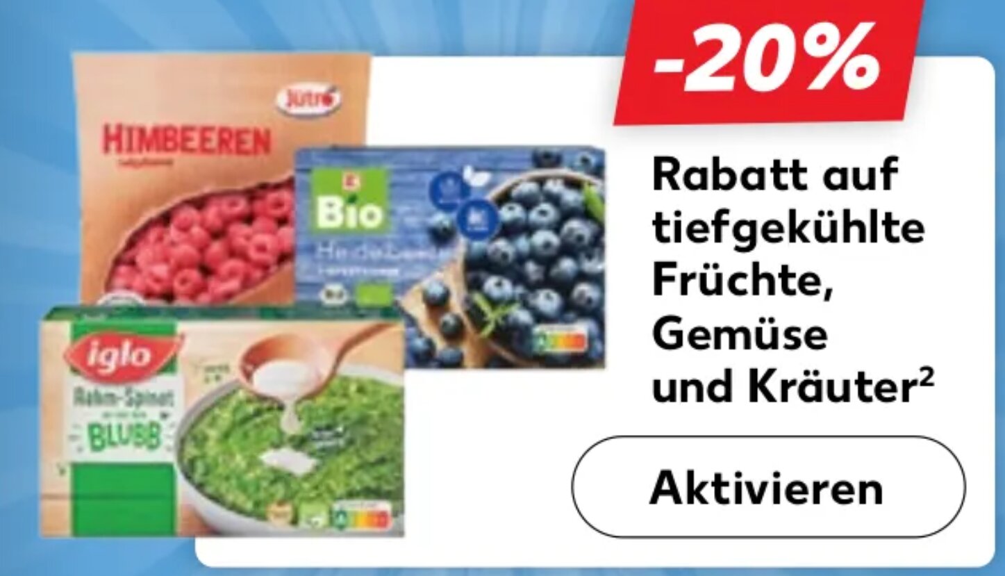 20% Rabatt auf Tiefkühlprodukte