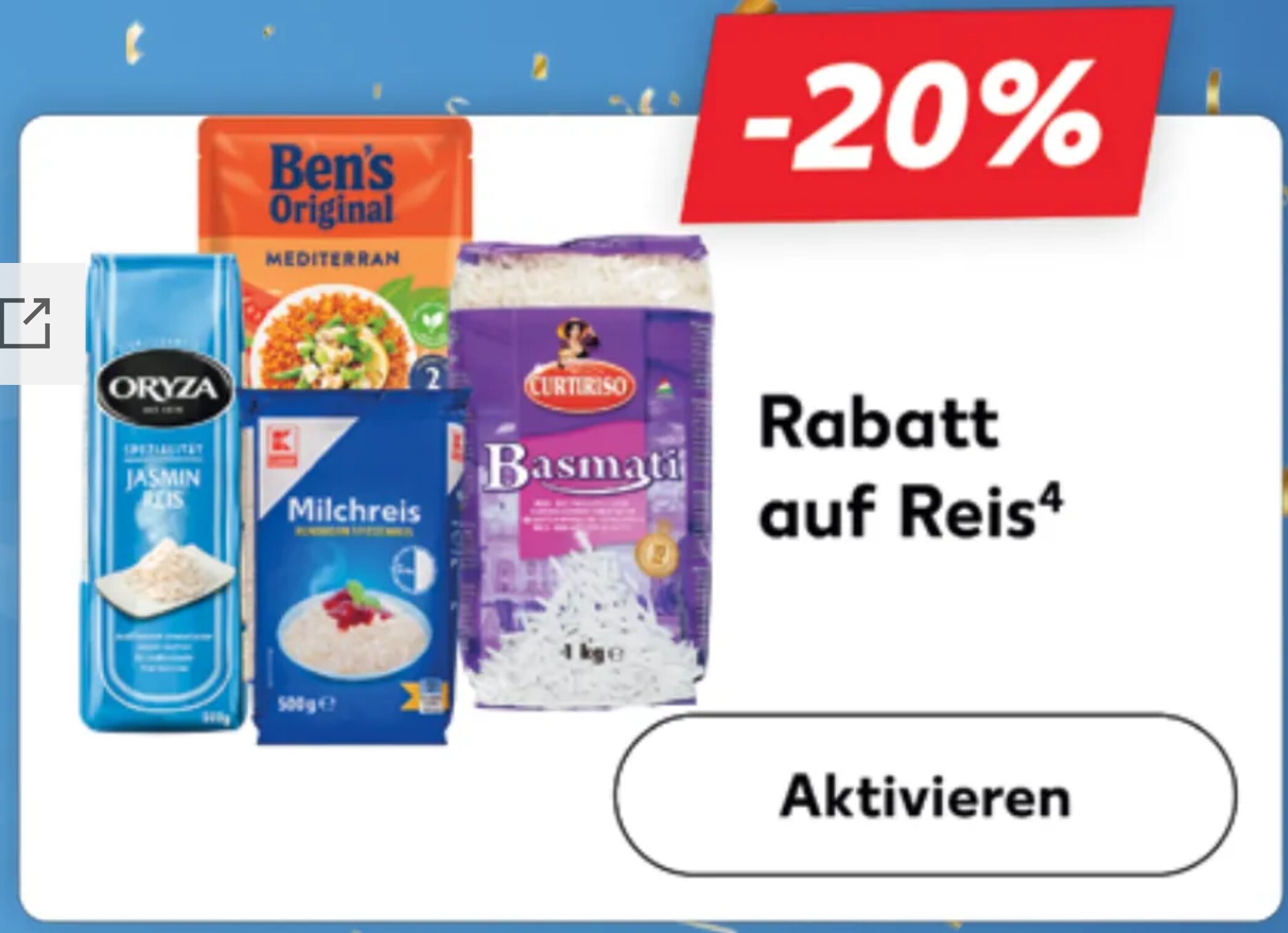 20% Rabatt auf Reis
