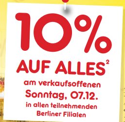 10% auf alles am Sonntag